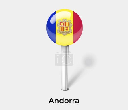Illustration for Andorra country flag pin map marker - Royalty Free Image