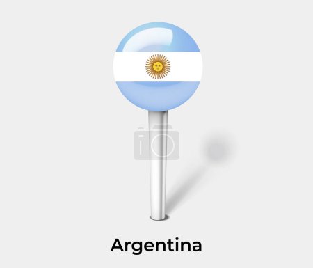 Téléchargez les illustrations : Argentine drapeau pays pin carte marqueur - en licence libre de droit