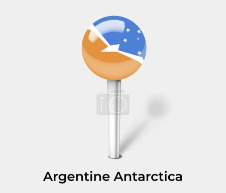 Illustration for Argentine Antarctica country flag pin map marker - Royalty Free Image