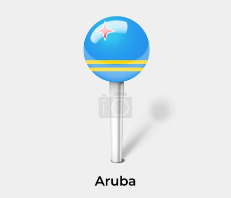 Illustration for Aruba country flag pin map marker - Royalty Free Image