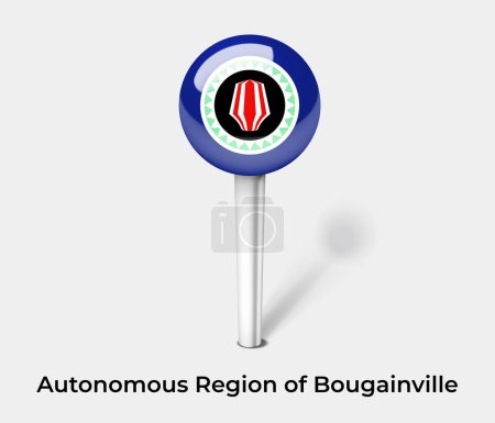 Illustration for Autonomous Region of Bougainville country flag pin map marker - Royalty Free Image