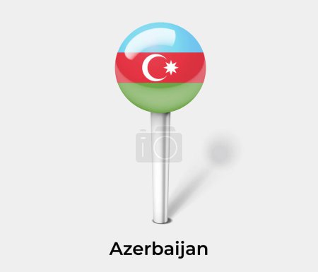 Téléchargez les illustrations : Azerbaïdjan drapeau de pays pin carte marqueur - en licence libre de droit