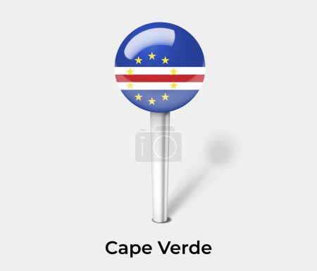 Téléchargez les illustrations : Cap-Vert drapeau du pays pin carte marqueur - en licence libre de droit