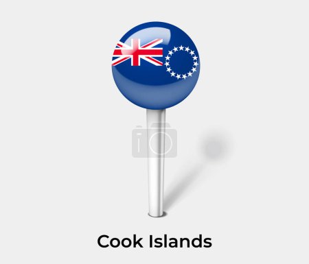 Illustration for Cook Islands country flag pin map marker - Royalty Free Image