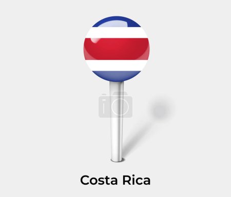 Illustration for Costa Rica country flag pin map marker - Royalty Free Image