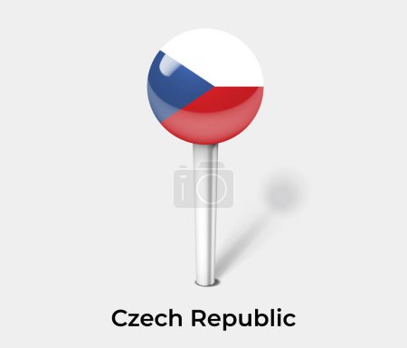 Téléchargez les illustrations : République tchèque drapeau du pays pin carte marqueur - en licence libre de droit