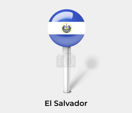Illustration for El Salvador country flag pin map marker - Royalty Free Image