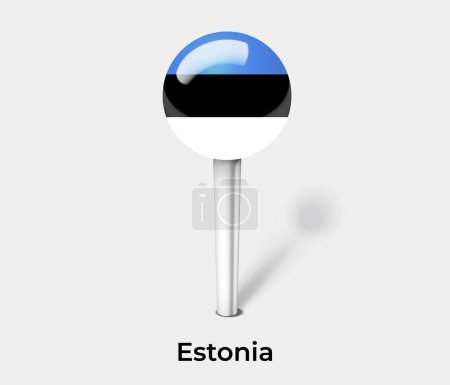Illustration for Estonia country flag pin map marker - Royalty Free Image