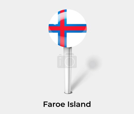 Illustration for Faroe Island country flag pin map marker - Royalty Free Image