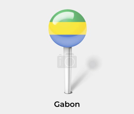 Téléchargez les illustrations : Gabon drapeau du pays pin carte marqueur - en licence libre de droit