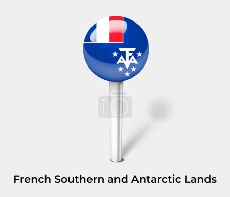 Téléchargez les illustrations : Marqueur de carte drapeau des Terres australes et antarctiques françaises - en licence libre de droit