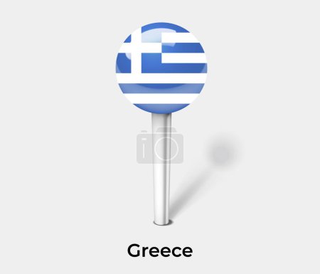Téléchargez les illustrations : Grèce pays drapeau pin carte marqueur - en licence libre de droit