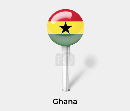 Illustration for Ghana country flag pin map marker - Royalty Free Image