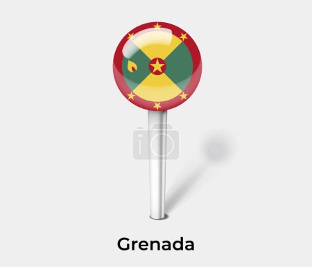 Illustration for Grenada country flag pin map marker - Royalty Free Image
