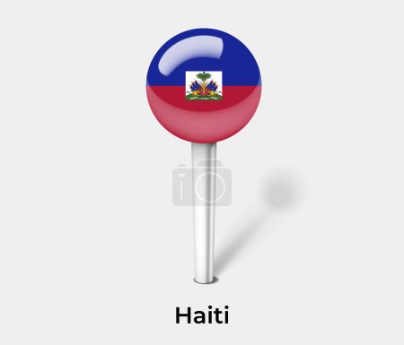 Téléchargez les illustrations : Haïti drapeau du pays pin carte marqueur - en licence libre de droit
