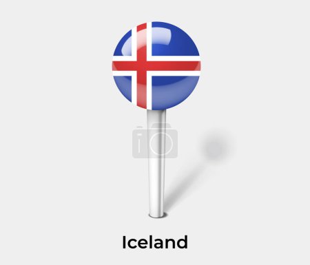 Illustration for Iceland country flag pin map marker - Royalty Free Image