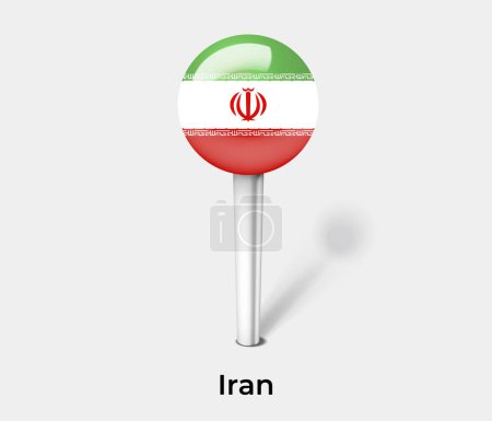 Illustration for Iran country flag pin map marker - Royalty Free Image