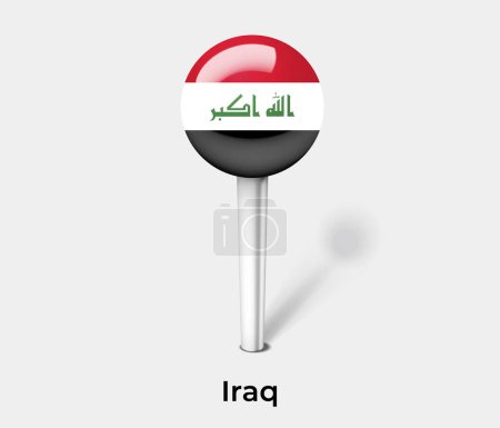 Illustration for Iraq country flag pin map marker - Royalty Free Image