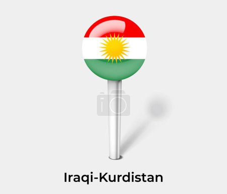 Ilustración de Marcador de mapa de pin de bandera del país del Kurdistán iraquí - Imagen libre de derechos