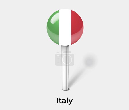 Téléchargez les illustrations : Italie pays drapeau pin carte marqueur - en licence libre de droit