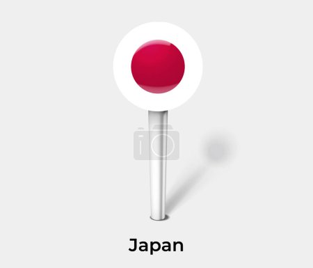 Téléchargez les illustrations : Japon drapeau du pays pin carte marqueur - en licence libre de droit
