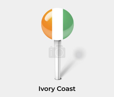 Téléchargez les illustrations : Côte d'Ivoire drapeau de pays pin carte marqueur - en licence libre de droit