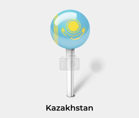 Téléchargez les illustrations : Kazakhstan drapeau du pays pin carte marqueur - en licence libre de droit