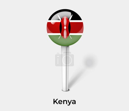 Illustration for Kenya country flag pin map marker - Royalty Free Image