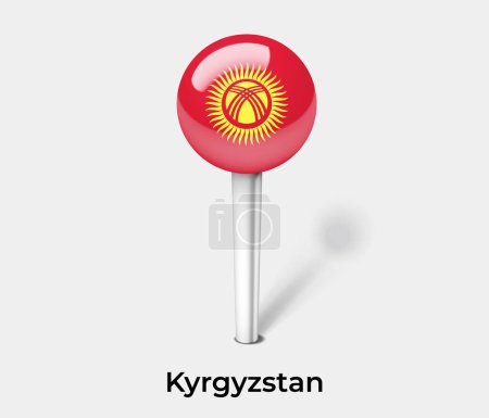 Téléchargez les illustrations : Kirghizistan drapeau du pays pin carte marqueur - en licence libre de droit