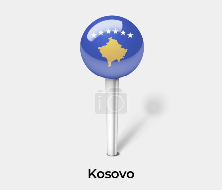 Téléchargez les illustrations : Kosovo drapeau du pays pin carte marqueur - en licence libre de droit
