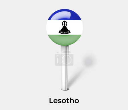 Téléchargez les illustrations : Lesotho drapeau du pays pin carte marqueur - en licence libre de droit