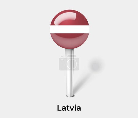 Téléchargez les illustrations : Lettonie pays drapeau pin carte marqueur - en licence libre de droit