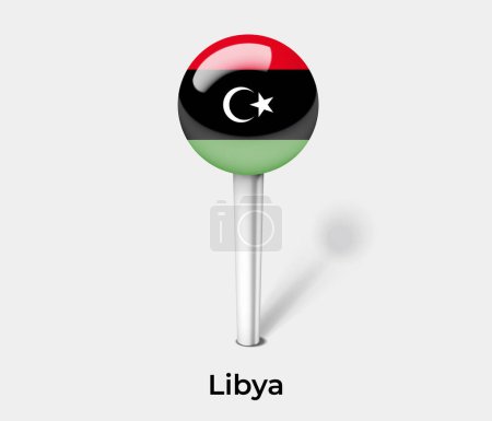 Téléchargez les illustrations : Libye drapeau pays pin carte marqueur - en licence libre de droit