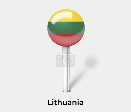 Téléchargez les illustrations : Lituanie pays drapeau pin carte marqueur - en licence libre de droit