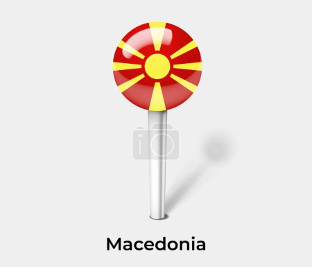 Téléchargez les illustrations : Macédoine pays drapeau pin carte marqueur - en licence libre de droit
