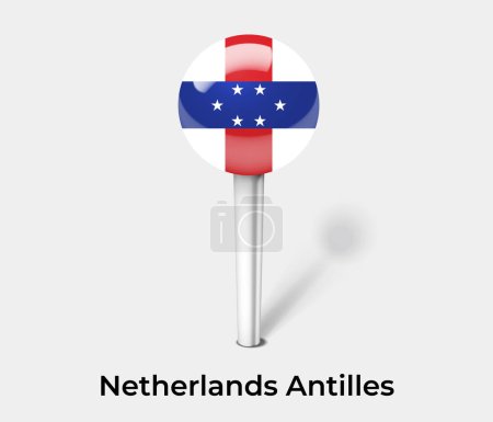Téléchargez les illustrations : Antilles néerlandaises drapeau du pays pin carte marqueur - en licence libre de droit