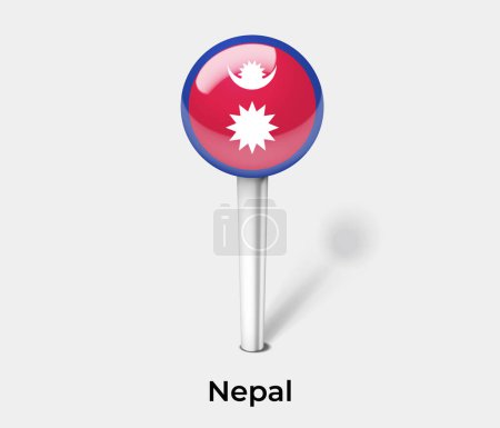 Illustration for Nepal country flag pin map marker - Royalty Free Image