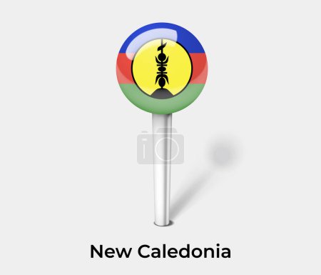 Illustration for New Caledonia country flag pin map marker - Royalty Free Image