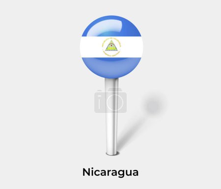 Téléchargez les illustrations : Nicaragua drapeau du pays pin carte marqueur - en licence libre de droit