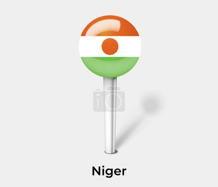 Téléchargez les illustrations : Niger drapeau du pays pin carte marqueur - en licence libre de droit