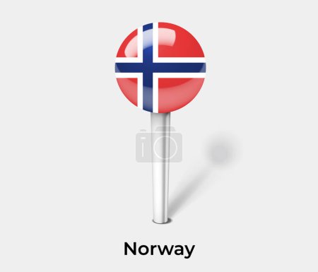 Téléchargez les illustrations : Norvège drapeau du pays pin carte marqueur - en licence libre de droit