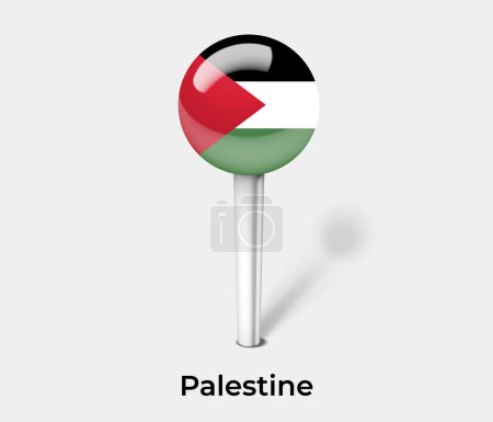 Téléchargez les illustrations : Palestine drapeau pays pin carte marqueur - en licence libre de droit
