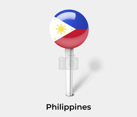 Téléchargez les illustrations : Philippines pays drapeau pin carte marqueur - en licence libre de droit