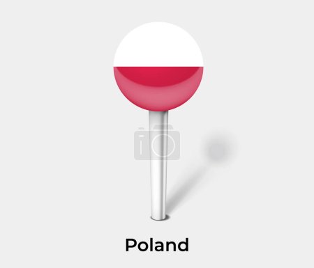 Illustration for Poland country flag pin map marker - Royalty Free Image