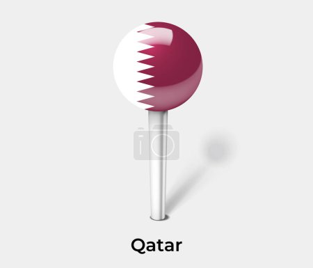 Illustration for Qatar country flag pin map marker - Royalty Free Image