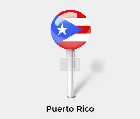 Téléchargez les illustrations : Porto Rico pays drapeau pin carte marqueur - en licence libre de droit