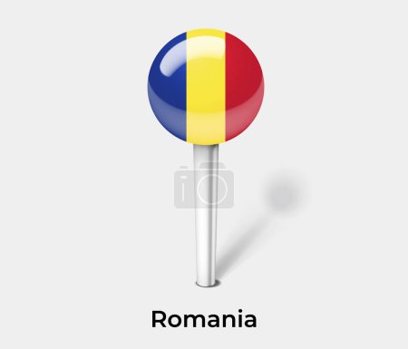 Illustration for Romania country flag pin map marker - Royalty Free Image