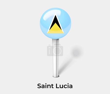 Téléchargez les illustrations : Sainte-Lucie drapeau de pays pin carte marqueur - en licence libre de droit