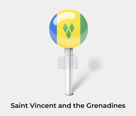 Illustration for Saint Vincent and the Grenadines country flag pin map marker - Royalty Free Image