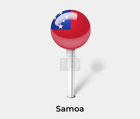 Illustration for Samoa country flag pin map marker - Royalty Free Image